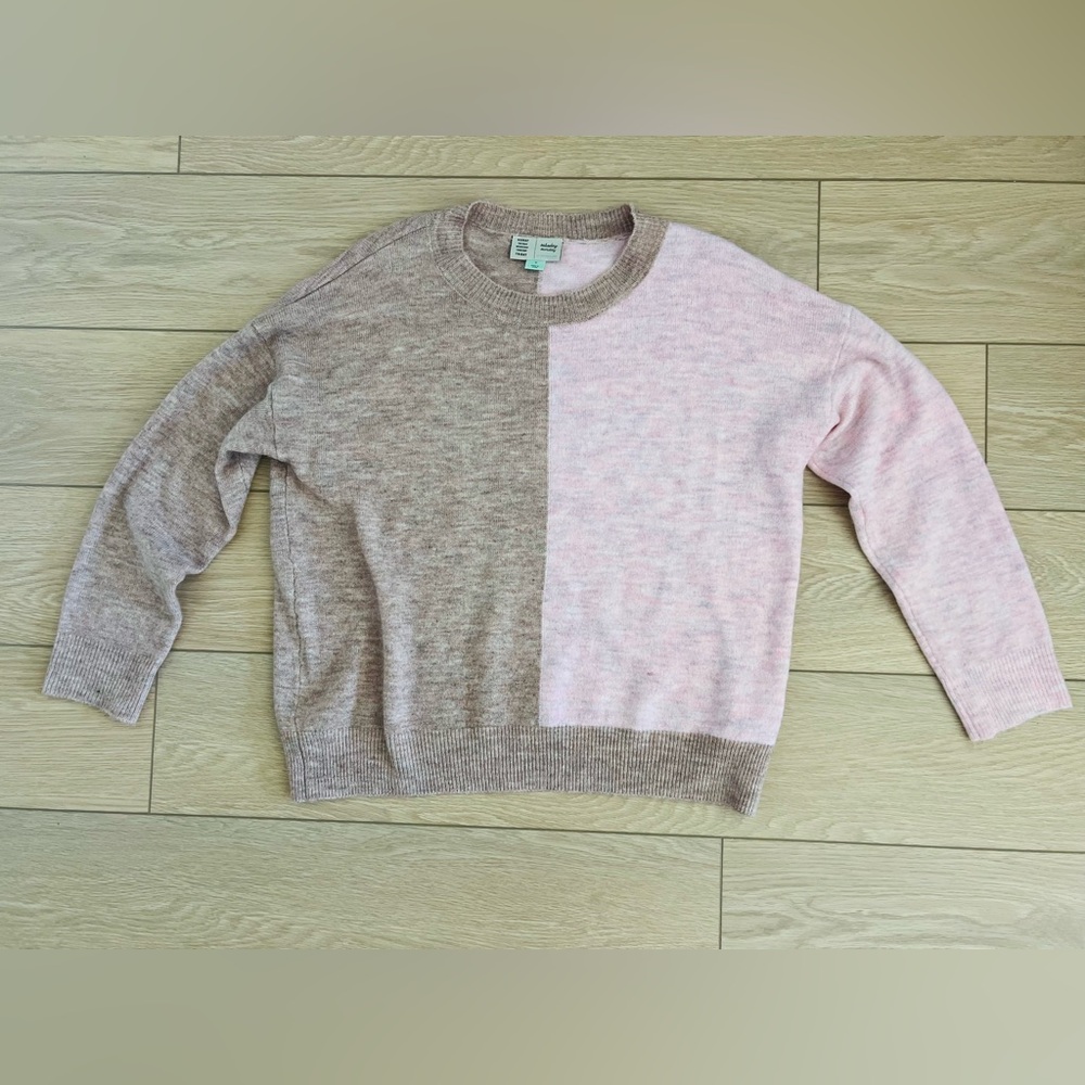 Anthropologie Saturday Sunday colorblock sweater taupe/pink size medium